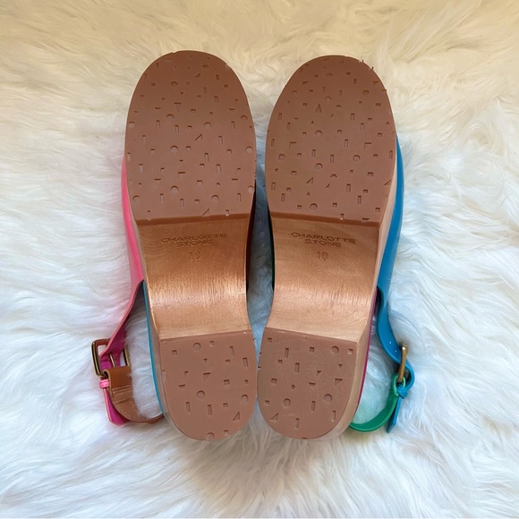 New! CHARLOTTE STONE Cedric Colorblock Platform Sandals Clogs in Cabana - Picture 14 of 16